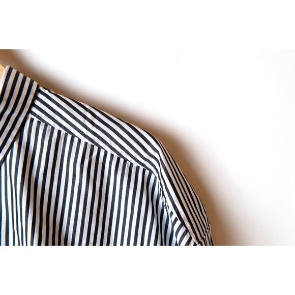 FRAME Women's Size S Button Down Long Sleeve Black White Stripe Tie in Back - Picture 5 of 7